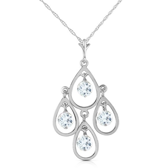 Galaxy Gold Products Jewelry - 14K. SOLID GOLD NECKLACE WITH NATURAL AQUAMARINES